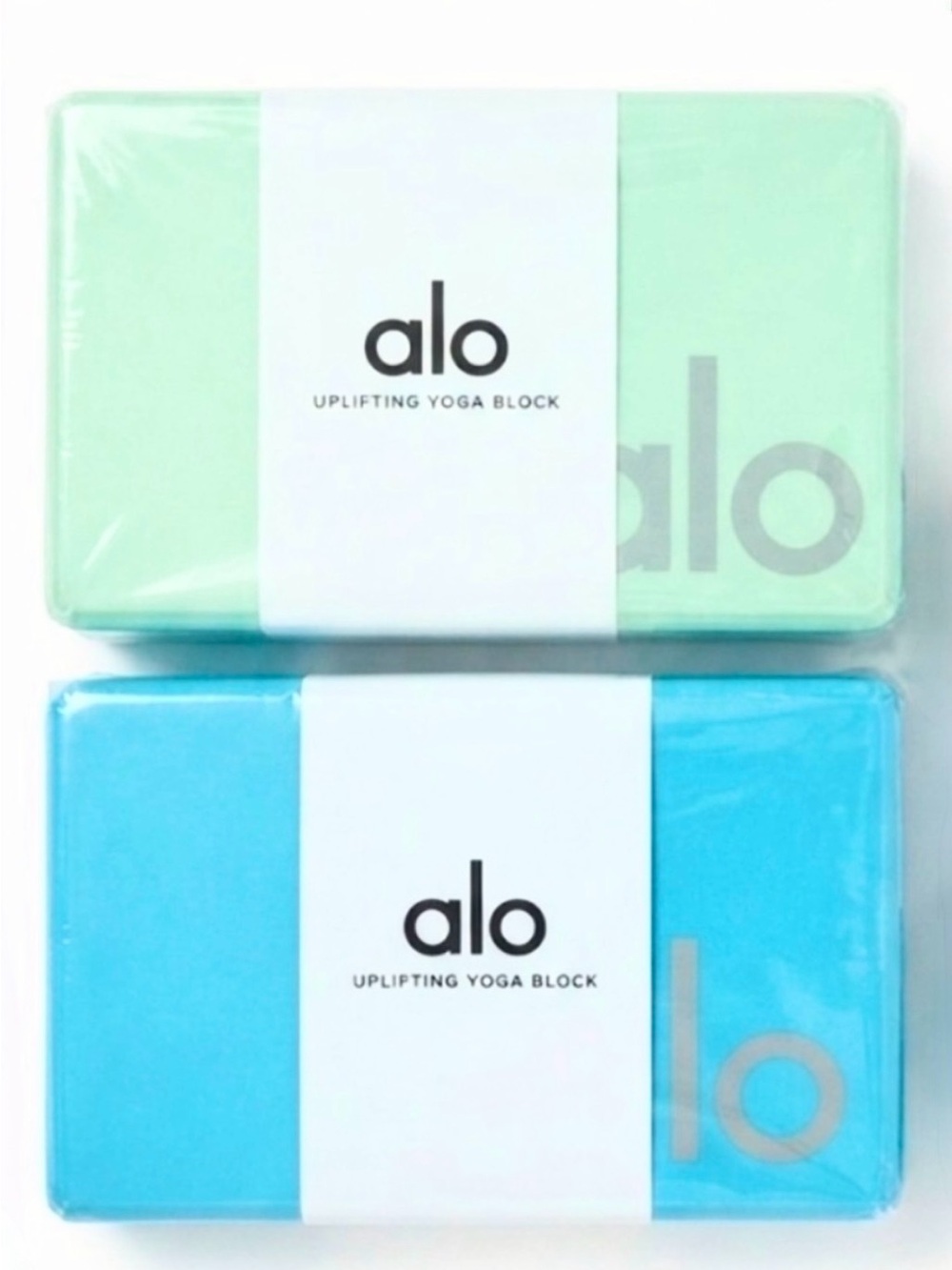 NEW ALO Yoga Uplifting Foam Blocks - Green & Aqua Blue Stretch New In Packaging